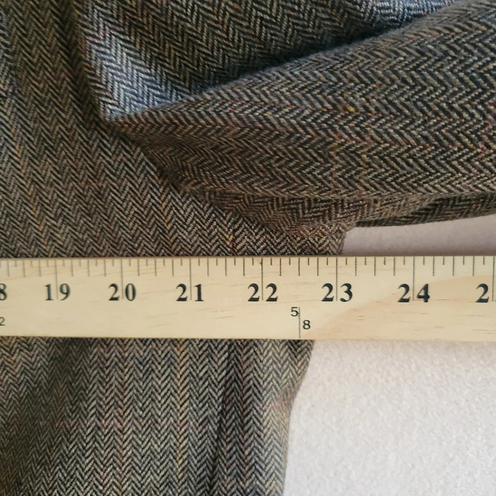 Lauren‎ Ralph Lauren Tweed Herringbone 100% Lambswool Brown Blazer Size 43L